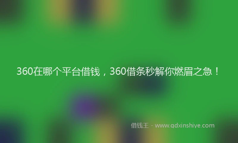 360在哪个平台借钱，360借条秒解你燃眉之急！