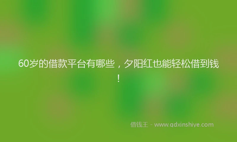 60岁的借款平台有哪些，夕阳红也能轻松借到钱！