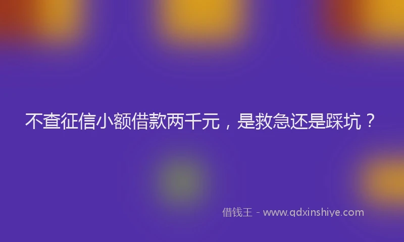 不查征信小额借款两千元，是救急还是踩坑？