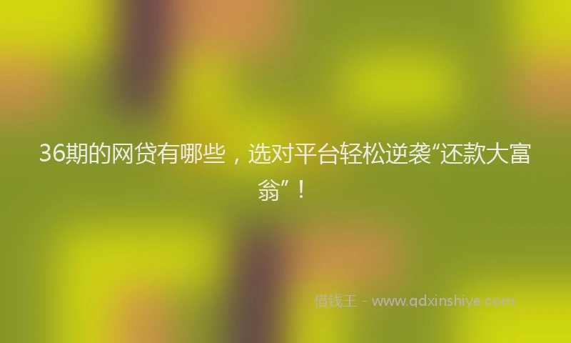 36期的网贷有哪些，选对平台轻松逆袭“还款大富翁”！