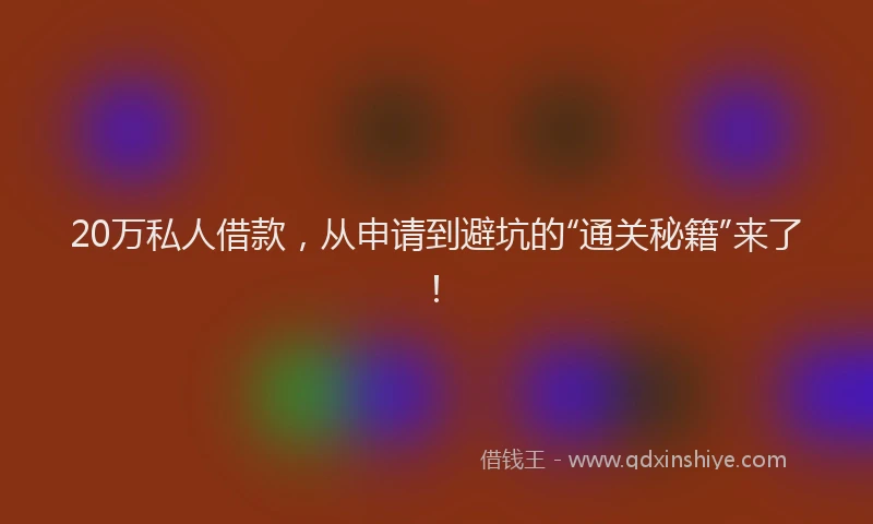20万私人借款,从申请到避坑的“通关秘籍”来了!