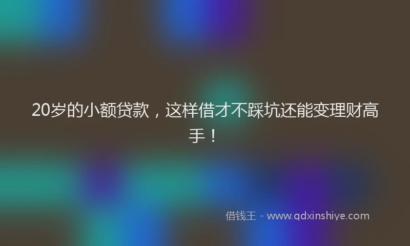 20岁的小额贷款，这样借才不踩坑还能变理财高手！