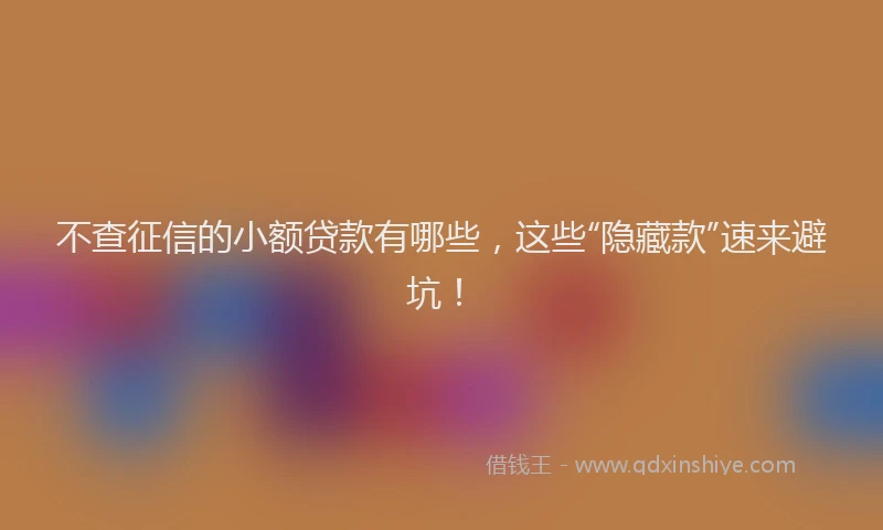 不查征信的小额贷款有哪些，这些“隐藏款”速来避坑！