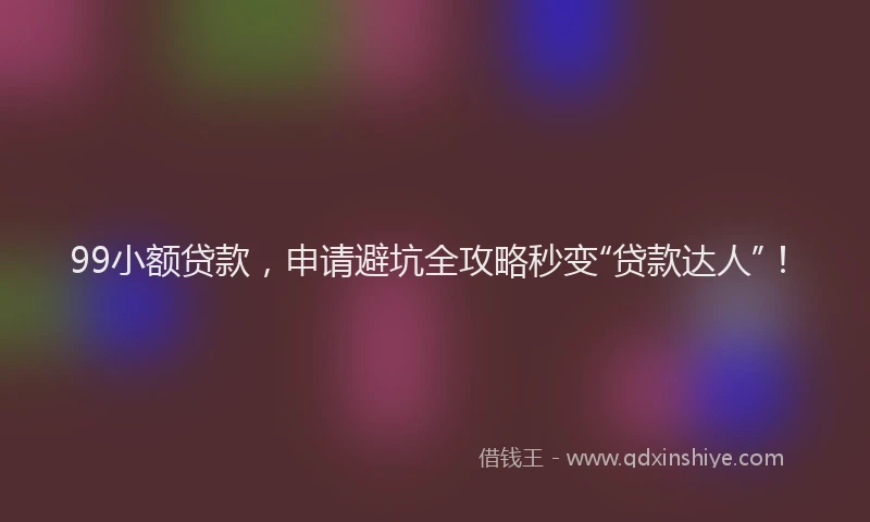 99小额贷款，申请避坑全攻略秒变“贷款达人”！