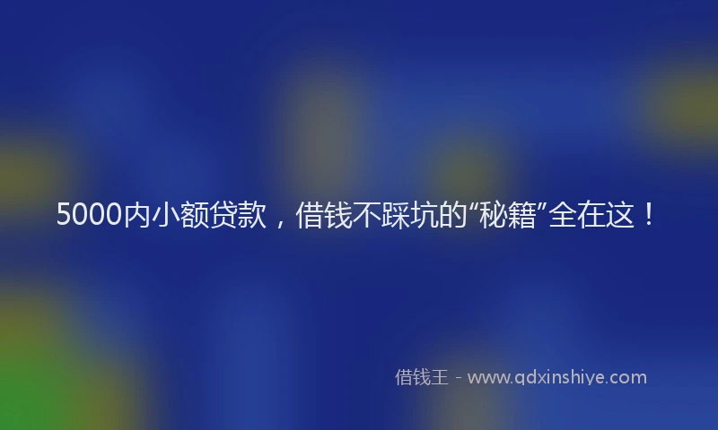 5000内小额贷款，借钱不踩坑的“秘籍”全在这！