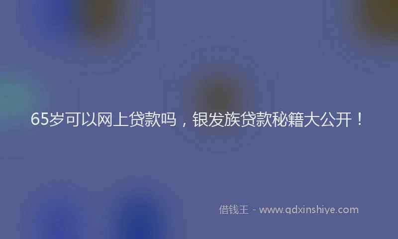 65岁可以网上贷款吗，银发族贷款秘籍大公开！