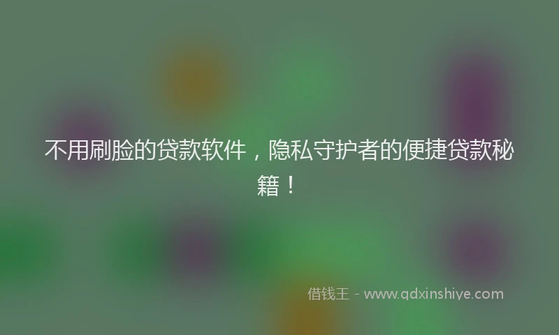 不用刷脸的贷款软件，隐私守护者的便捷贷款秘籍！