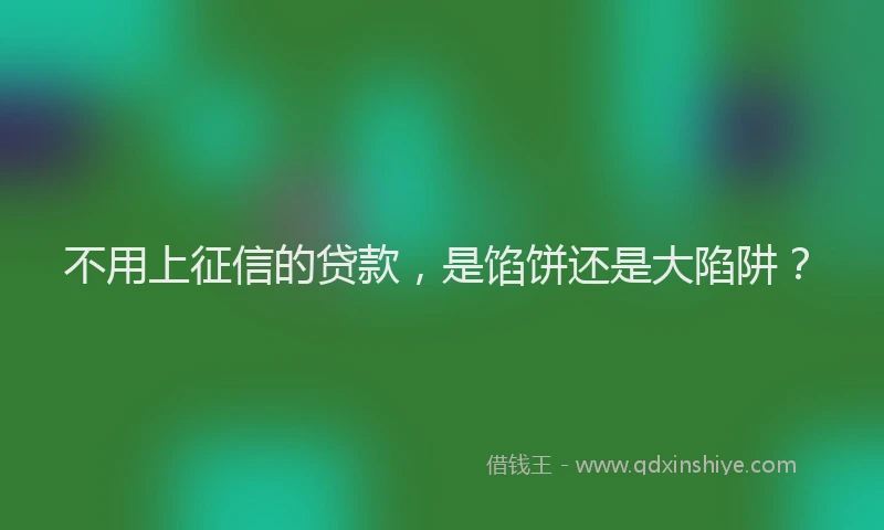 不用上征信的贷款，是馅饼还是大陷阱？