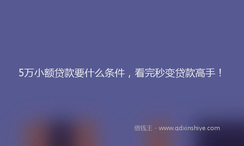 5万小额贷款要什么条件，看完秒变贷款高手！