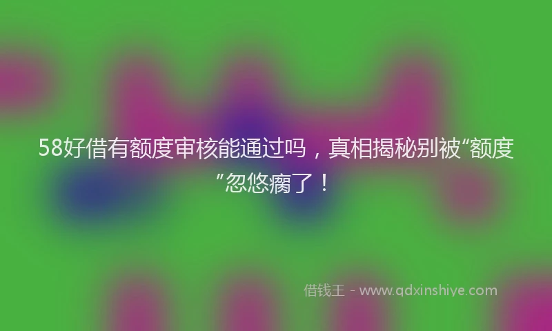 58好借有额度审核能通过吗，真相揭秘别被“额度”忽悠瘸了！
