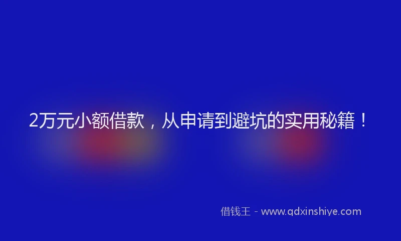 2万元小额借款，从申请到避坑的实用秘籍！
