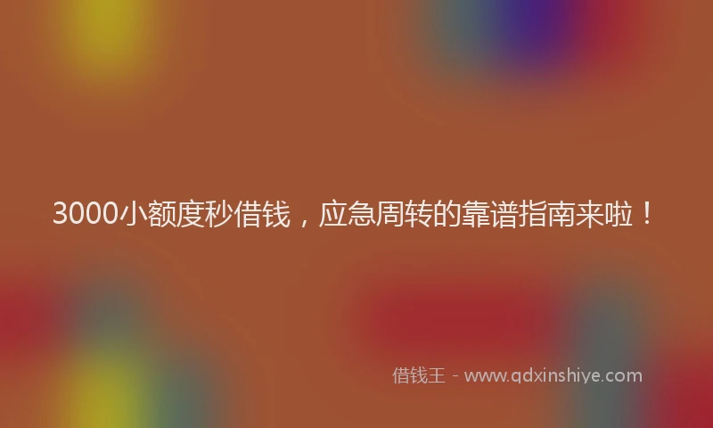 3000小额度秒借钱，应急周转的靠谱指南来啦！
