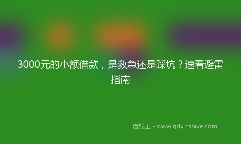 3000元的小额借款，是救急还是踩坑？速看避雷指南