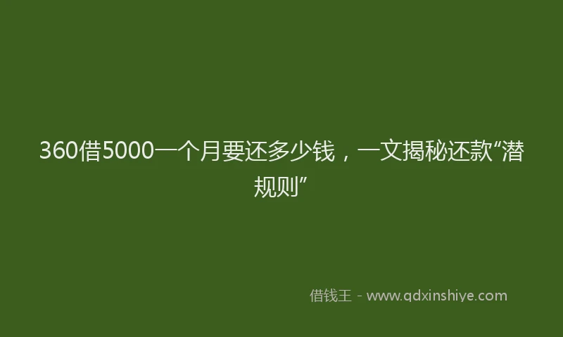 360借5000一个月要还多少钱，一文揭秘还款“潜规则”
