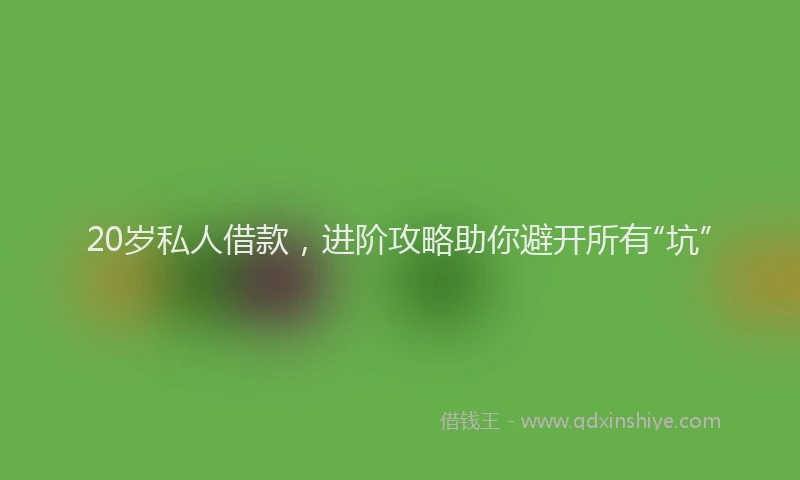 20岁私人借款，进阶攻略助你避开所有“坑”