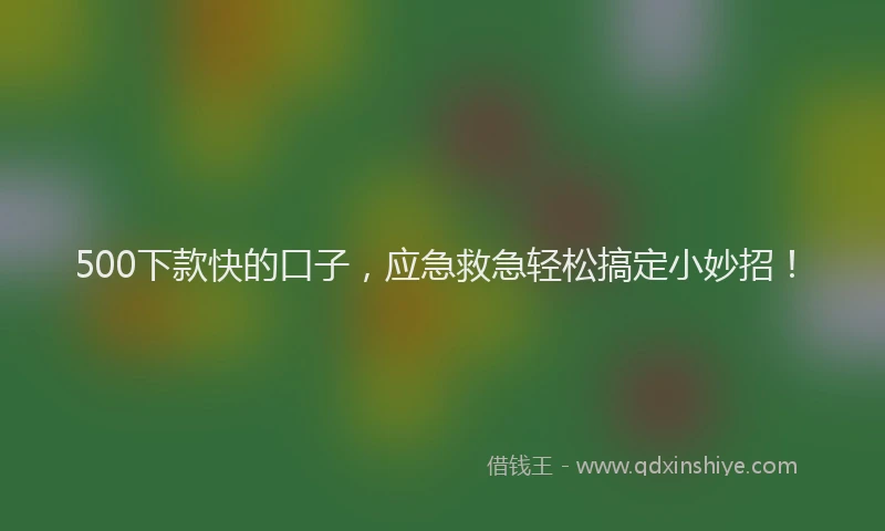 500下款快的口子，应急救急轻松搞定小妙招！