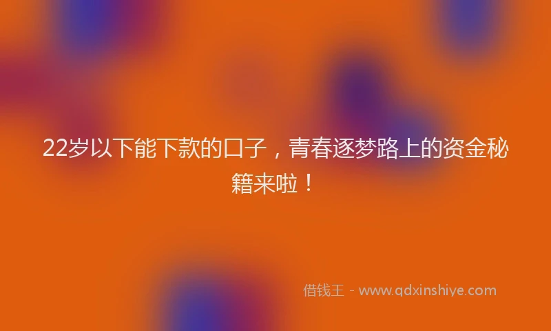 22岁以下能下款的口子，青春逐梦路上的资金秘籍来啦！