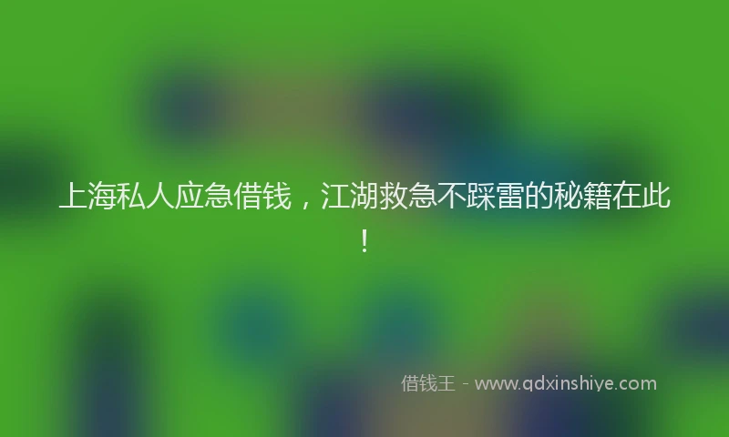 上海私人应急借钱，江湖救急不踩雷的秘籍在此！