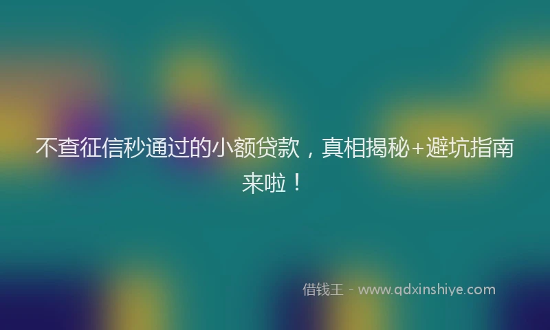 不查征信秒通过的小额贷款，真相揭秘+避坑指南来啦！