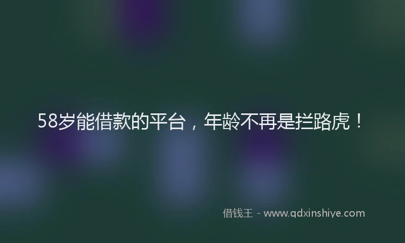 58岁能借款的平台，年龄不再是拦路虎！
