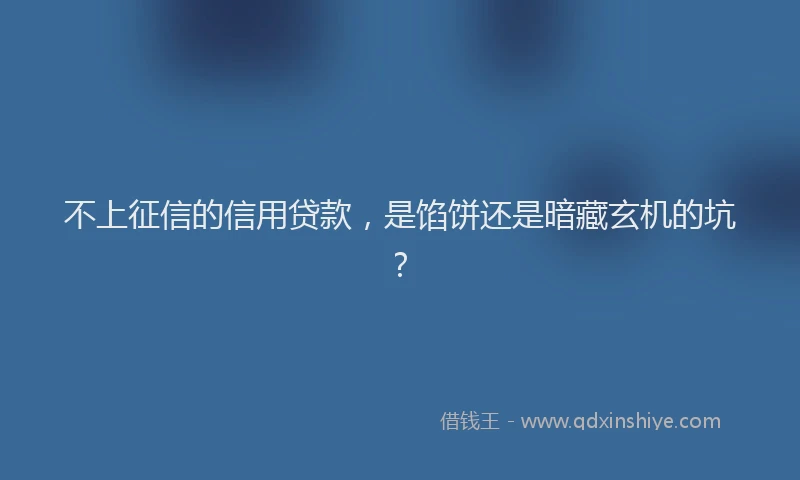 不上征信的信用贷款，是馅饼还是暗藏玄机的坑？