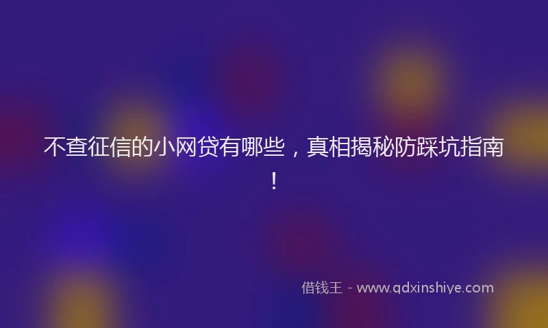 不查征信的小网贷有哪些，真相揭秘防踩坑指南！