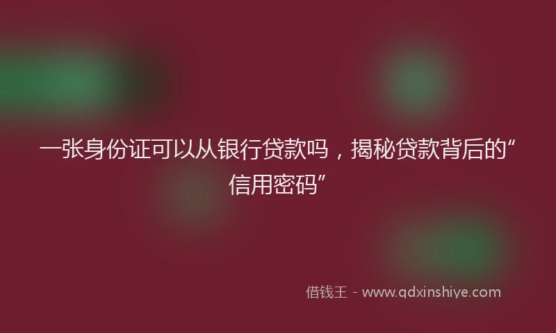 一张身份证可以从银行贷款吗，揭秘贷款背后的“信用密码”