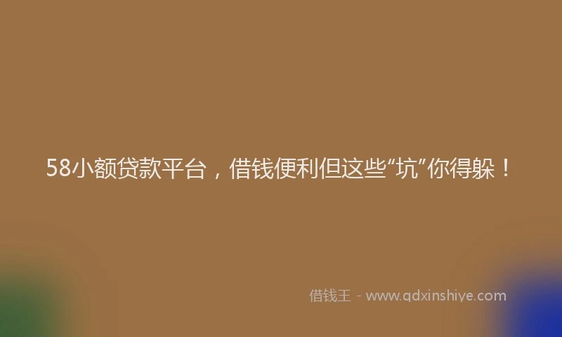 58小额贷款平台，借钱便利但这些“坑”你得躲！