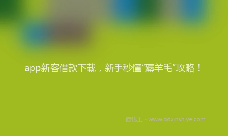 app新客借款下载，新手秒懂“薅羊毛”攻略！
