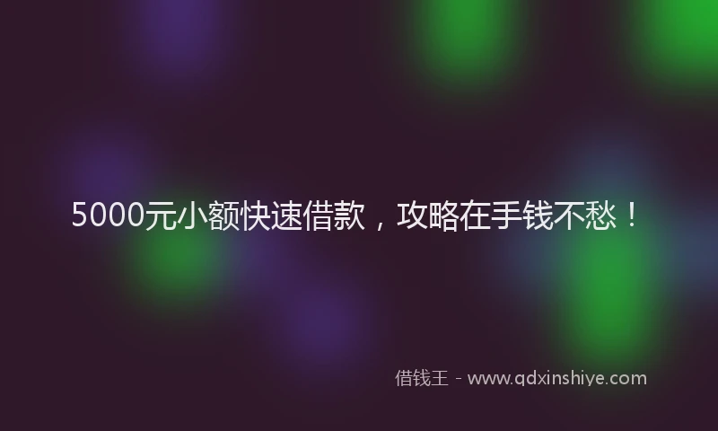 5000元小额快速借款，攻略在手钱不愁！