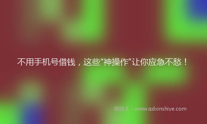 不用手机号借钱，这些“神操作”让你应急不愁！