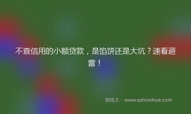 不查信用的小额贷款，是馅饼还是大坑？速看避雷！