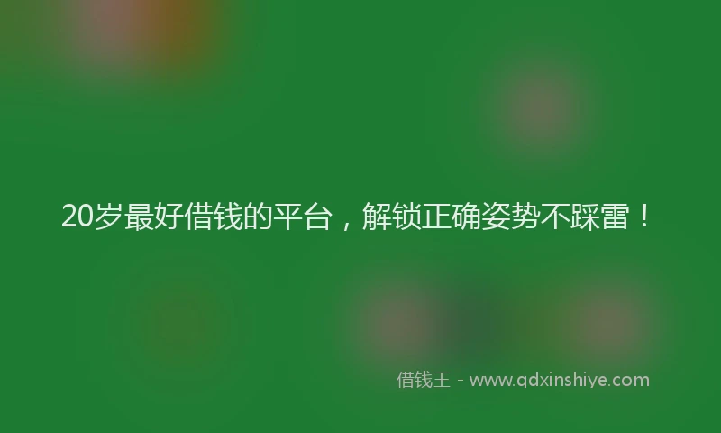 20岁最好借钱的平台，解锁正确姿势不踩雷！