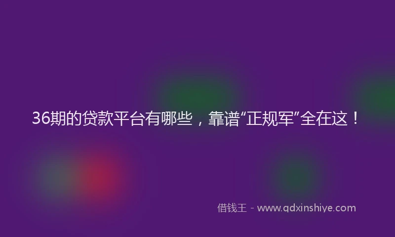 36期的贷款平台有哪些，靠谱“正规军”全在这！