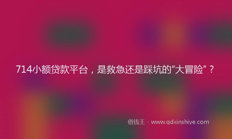 714小额贷款平台，是救急还是踩坑的“大冒险”？