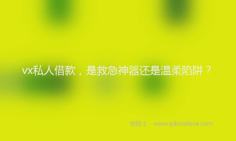 vx私人借款，是救急神器还是温柔陷阱？
