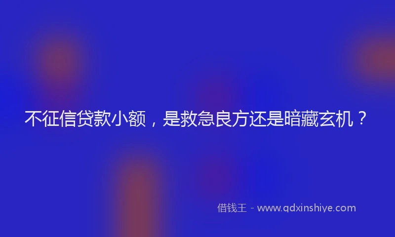 不征信贷款小额，是救急良方还是暗藏玄机？