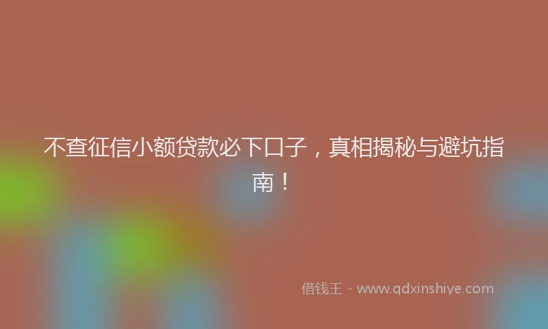 不查征信小额贷款必下口子，真相揭秘与避坑指南！