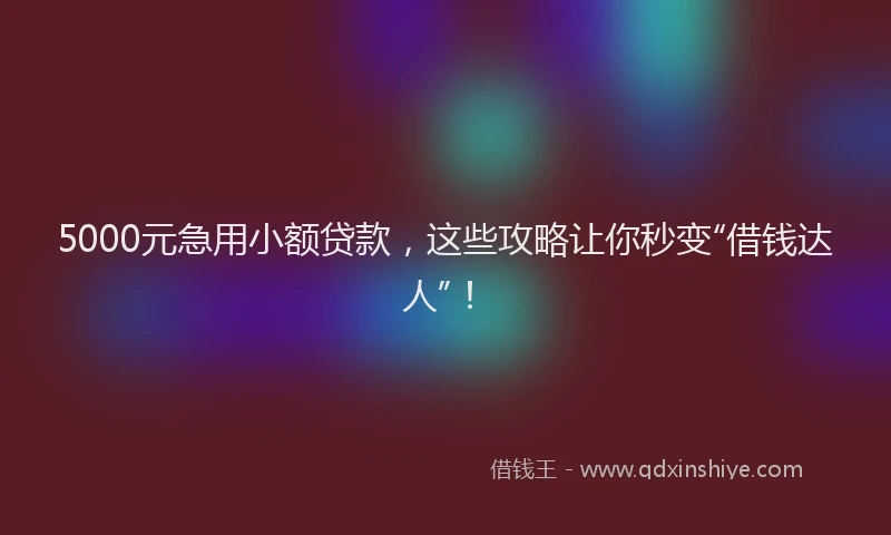 5000元急用小额贷款，这些攻略让你秒变“借钱达人”！