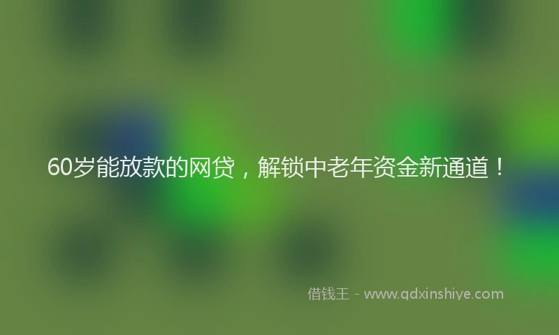 60岁能放款的网贷，解锁中老年资金新通道！