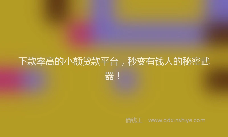 下款率高的小额贷款平台，秒变有钱人的秘密武器！