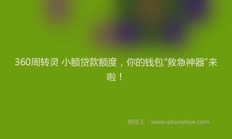 360周转灵 小额贷款额度，你的钱包“救急神器”来啦！