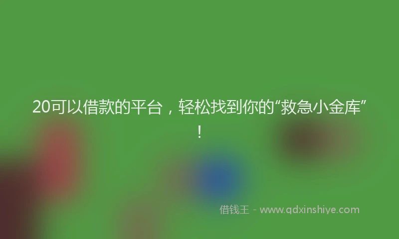 20可以借款的平台,轻松找到你的“救急小金库”!