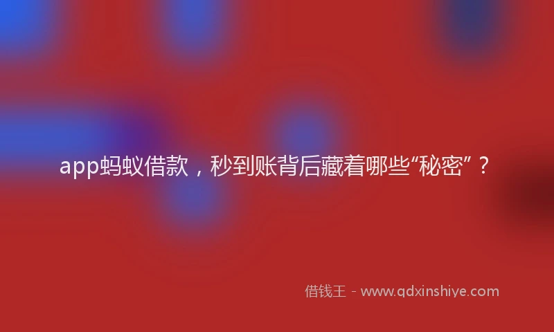 app蚂蚁借款，秒到账背后藏着哪些“秘密”？