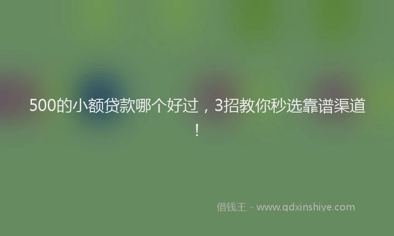500的小额贷款哪个好过，3招教你秒选靠谱渠道！