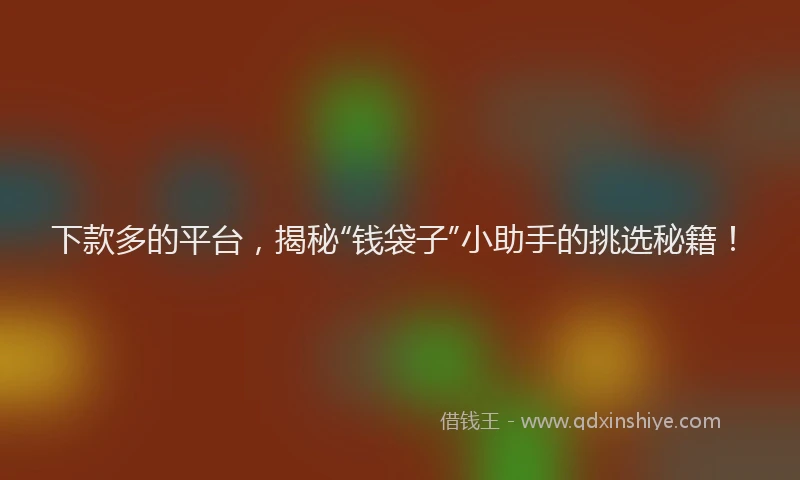 下款多的平台，揭秘“钱袋子”小助手的挑选秘籍！