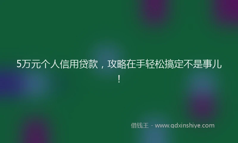 5万元个人信用贷款，攻略在手轻松搞定不是事儿！