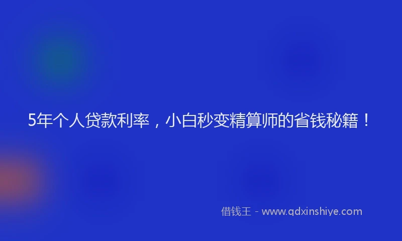 5年个人贷款利率，小白秒变精算师的省钱秘籍！