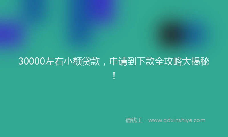 30000左右小额贷款，申请到下款全攻略大揭秘！
