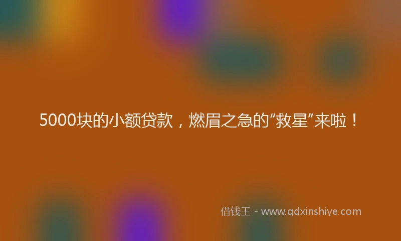 5000块的小额贷款,燃眉之急的“救星”来啦!